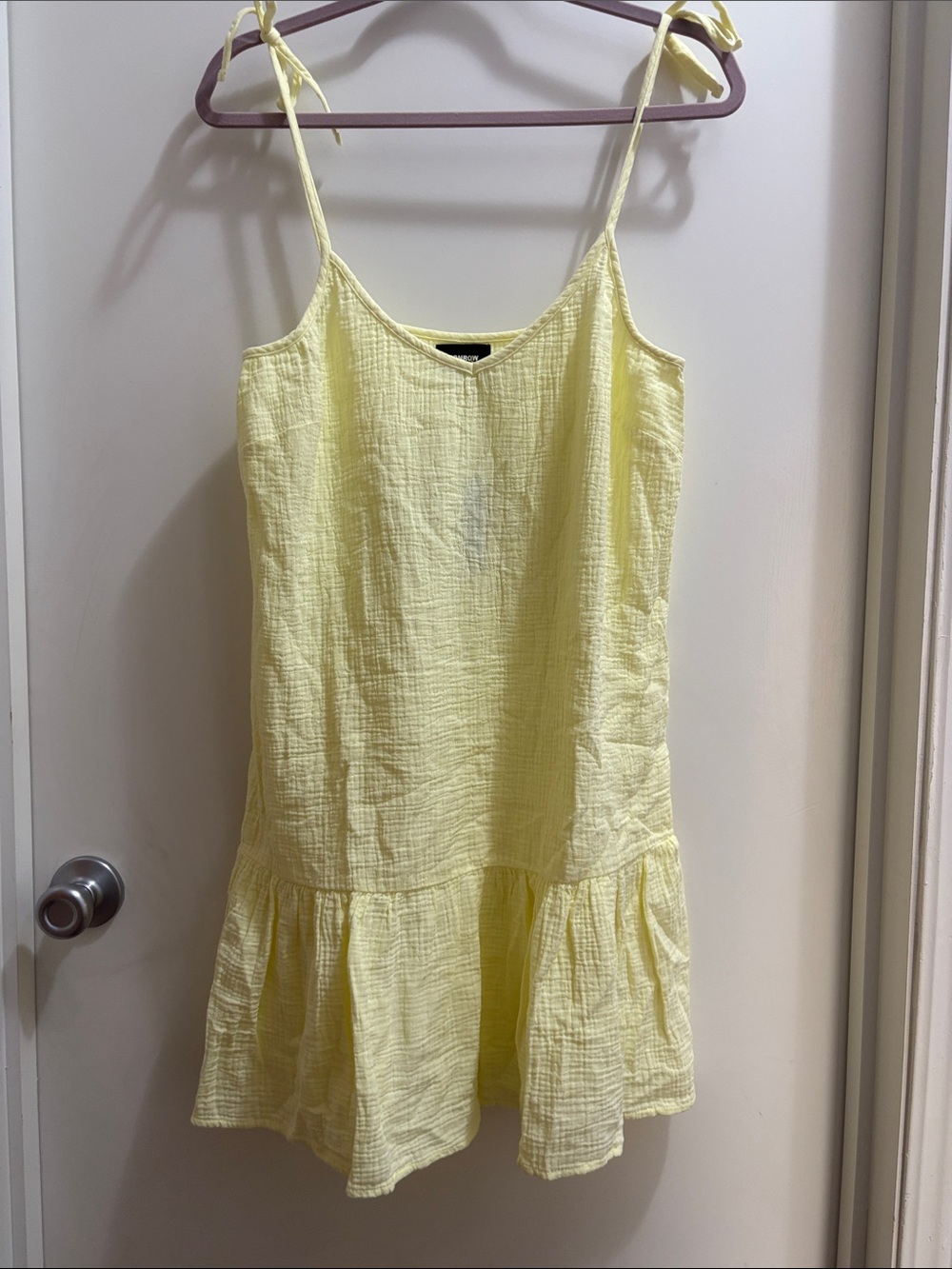 Monrow Pale Yellow Tie-Shoulder Sundress